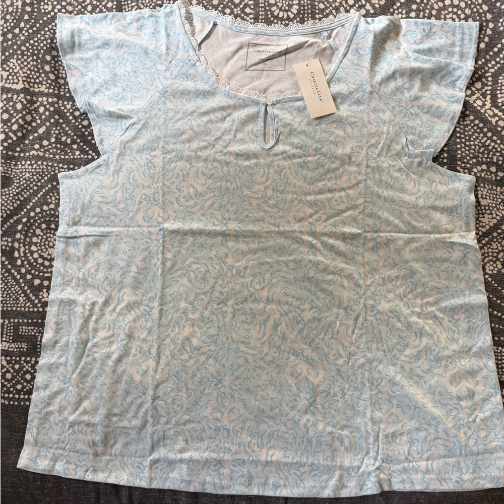 Charter Club Intimates Light Blue Patterned Pajama Set